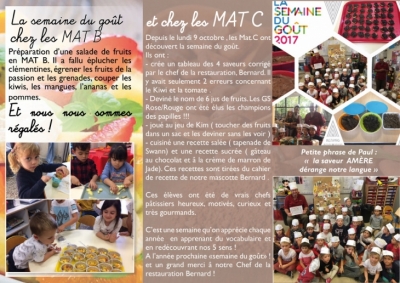 La semaine du goût en maternelles...